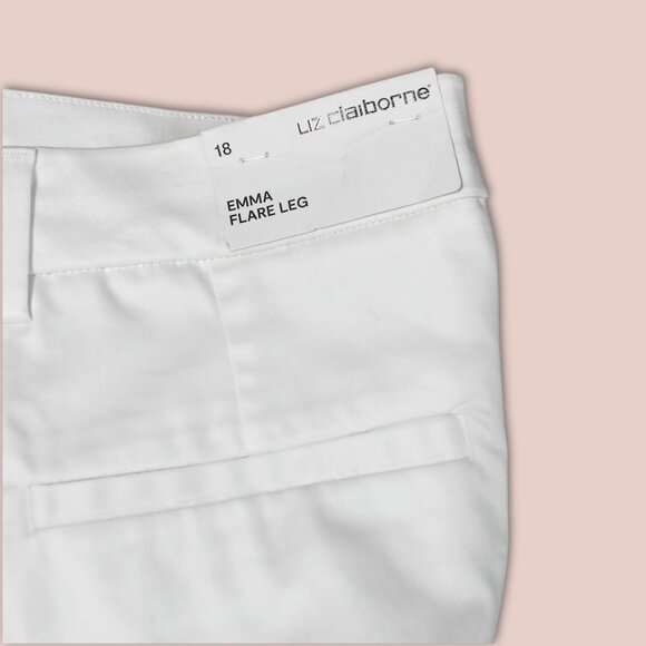 Liz Claiborne Emma Flare Leg Pants White Size 18 NWT - Picture 3 of 6
